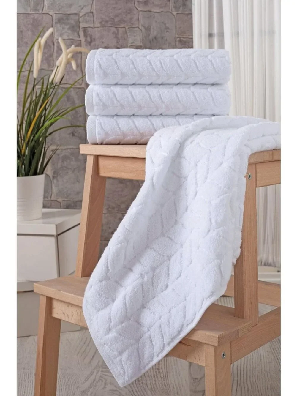 Luxury Turkish Cotton Bath & Hand Towels Set - Soft Plush Jacquard, 6 Pieces